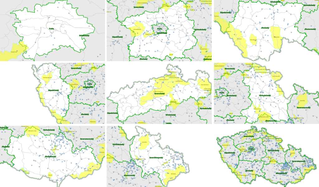Grafické súbory uložené vo zvolenom adresári pre vektorovú vrstvu krajov Českej republiky.
