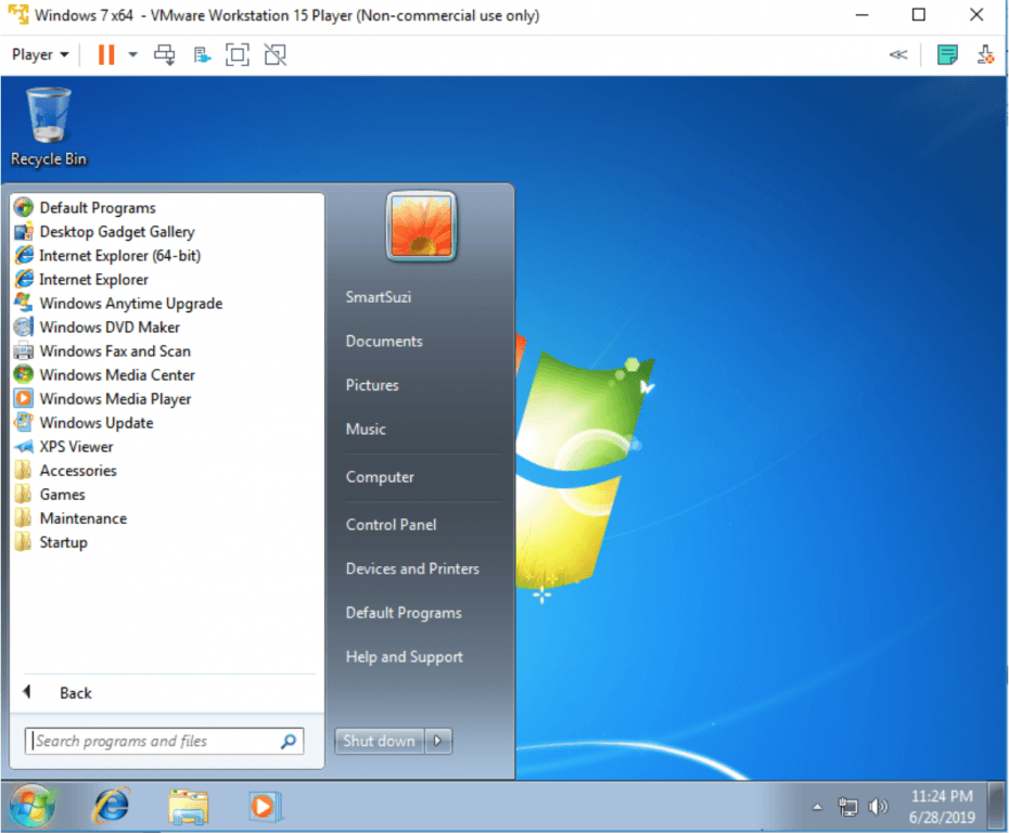 Windows 7 64-bit na VMware Player 45
