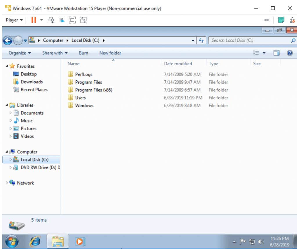Windows 7 64-bit na VMware Player 47