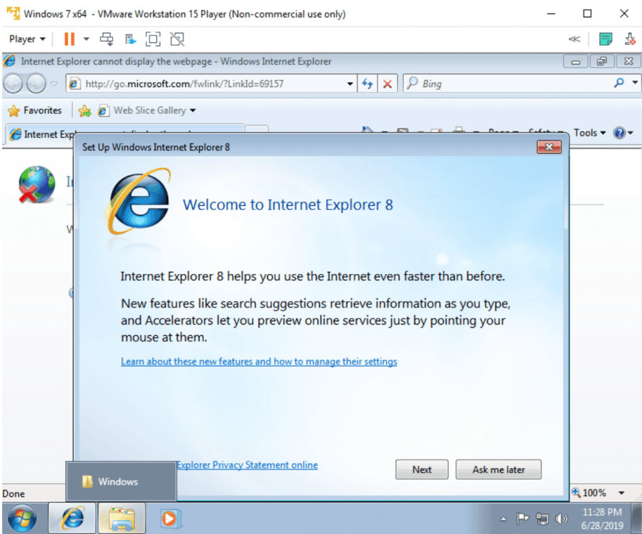 Windows 7 64-bit na VMware Player 50