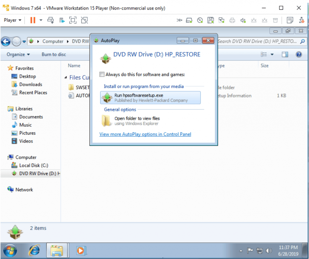 Windows 7 64-bit na VMware Player 53
